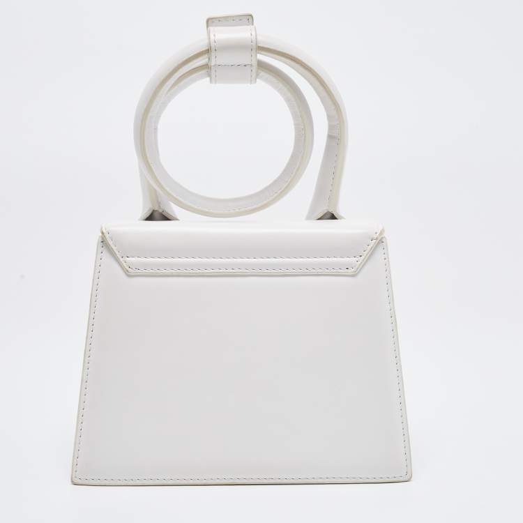 Pre Owned Jacquemus White Leather Le Chiquito Noeud Top Handle Bag