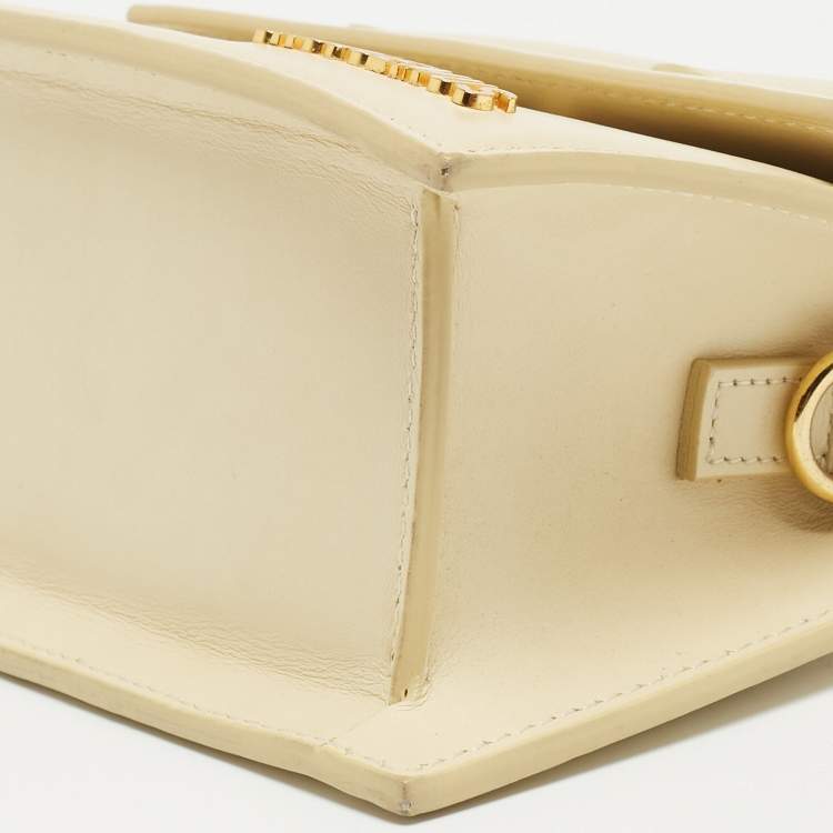 Pre Owned Jacquemus Cream Leather Le Chiquito Moyen Top Handle Bag