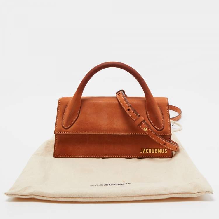 Pre Owned Jacquemus Tan Nubuck Leather Long Le Chiquito Top Handle Bag