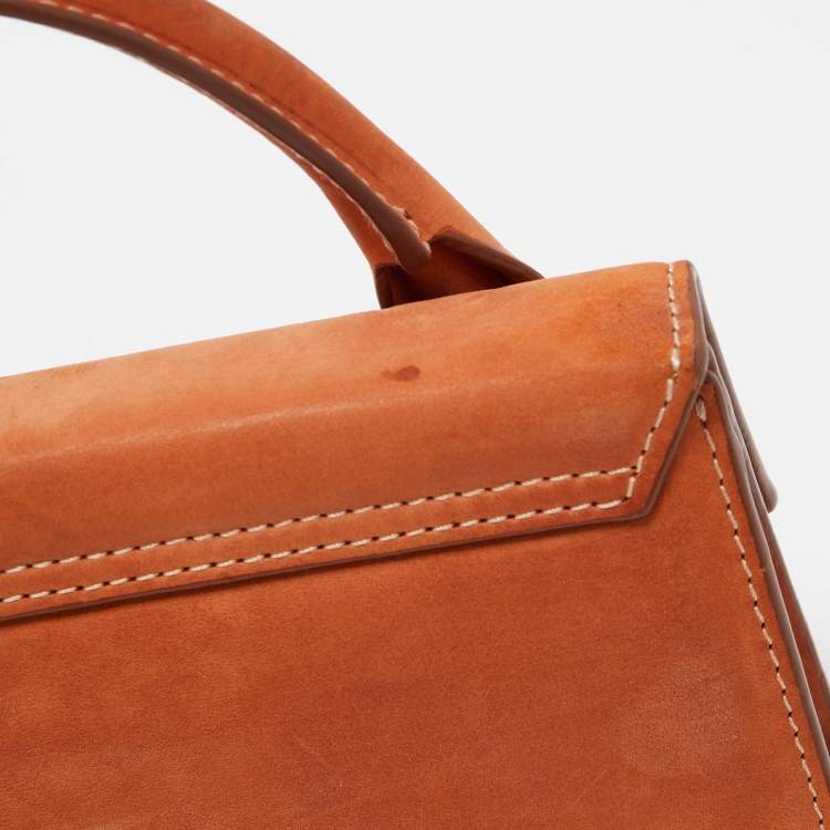 Pre Owned Jacquemus Tan Nubuck Leather Long Le Chiquito Top Handle Bag