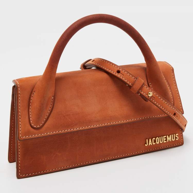Pre Owned Jacquemus Tan Nubuck Leather Long Le Chiquito Top Handle Bag