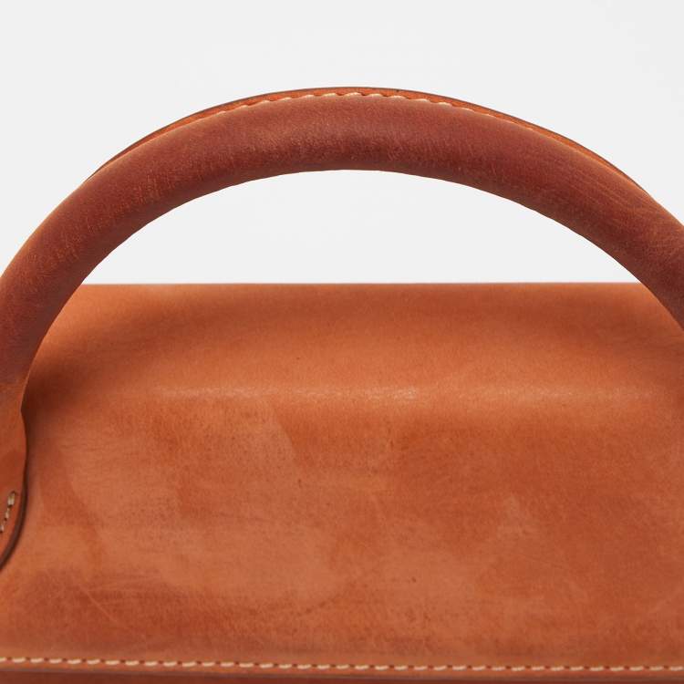 Pre Owned Jacquemus Tan Nubuck Leather Long Le Chiquito Top Handle Bag