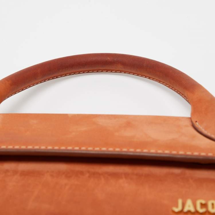 Pre Owned Jacquemus Tan Nubuck Leather Long Le Chiquito Top Handle Bag