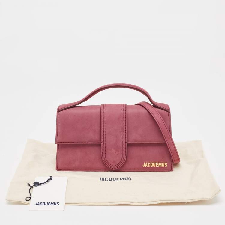 Pre Owned Jacquemus Pink Nubuck Le Grand Bambino Top Handle Bag