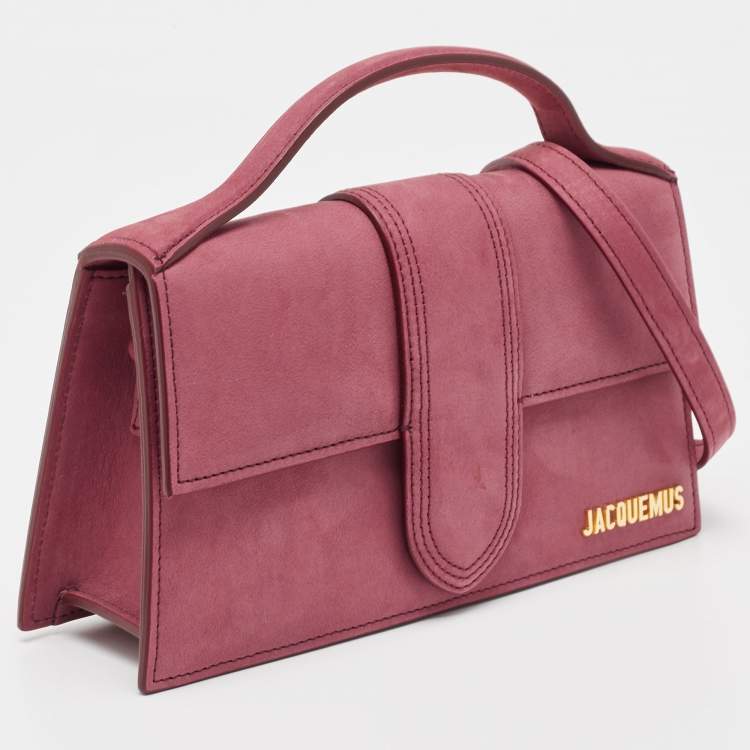 Pre Owned Jacquemus Pink Nubuck Le Grand Bambino Top Handle Bag