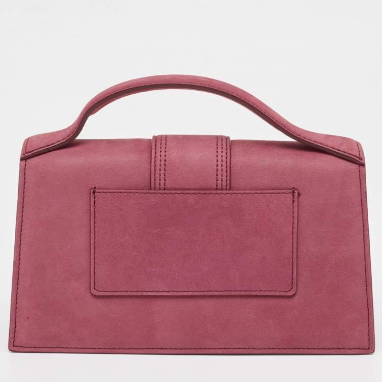 Pre Owned Jacquemus Pink Nubuck Le Grand Bambino Top Handle Bag