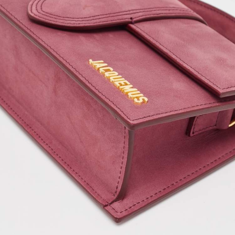 Pre Owned Jacquemus Pink Nubuck Le Grand Bambino Top Handle Bag