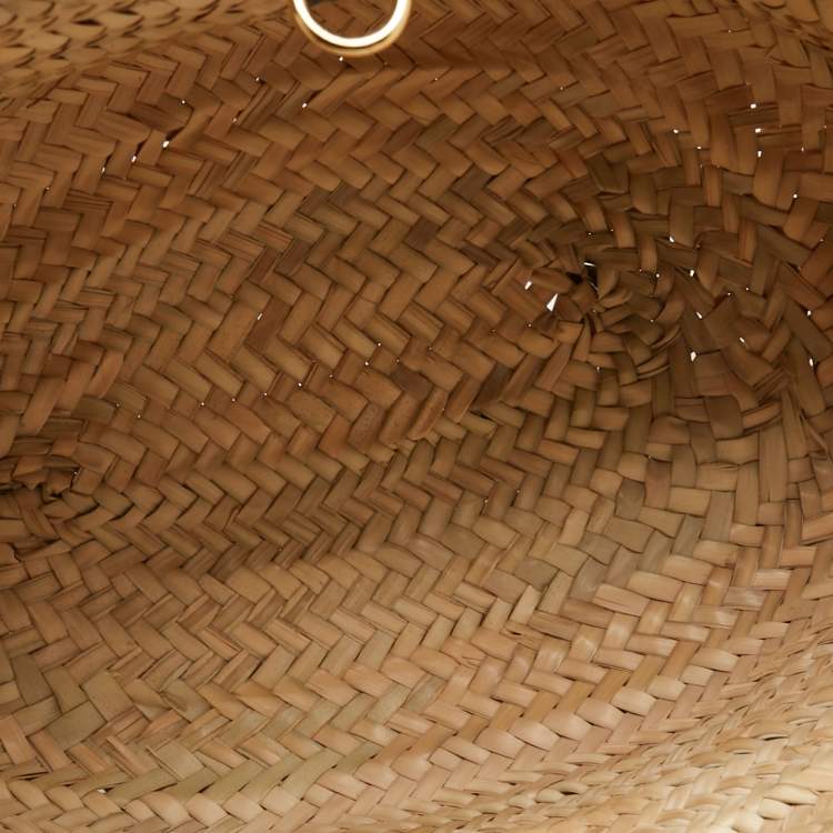 Pre Owned Jacquemus Blue/Natural Raffia and Nubuck Leather Le Panier Soleil Basket Tote