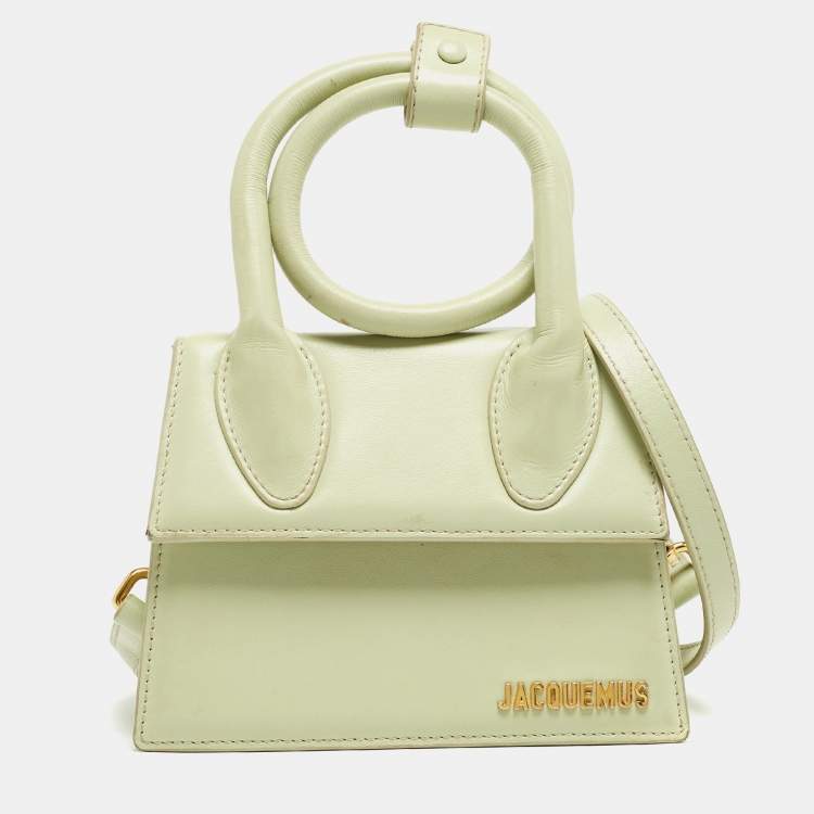Pre Owned Jacquemus Green Leather Le Chiquito Noeud Top Handle Bag