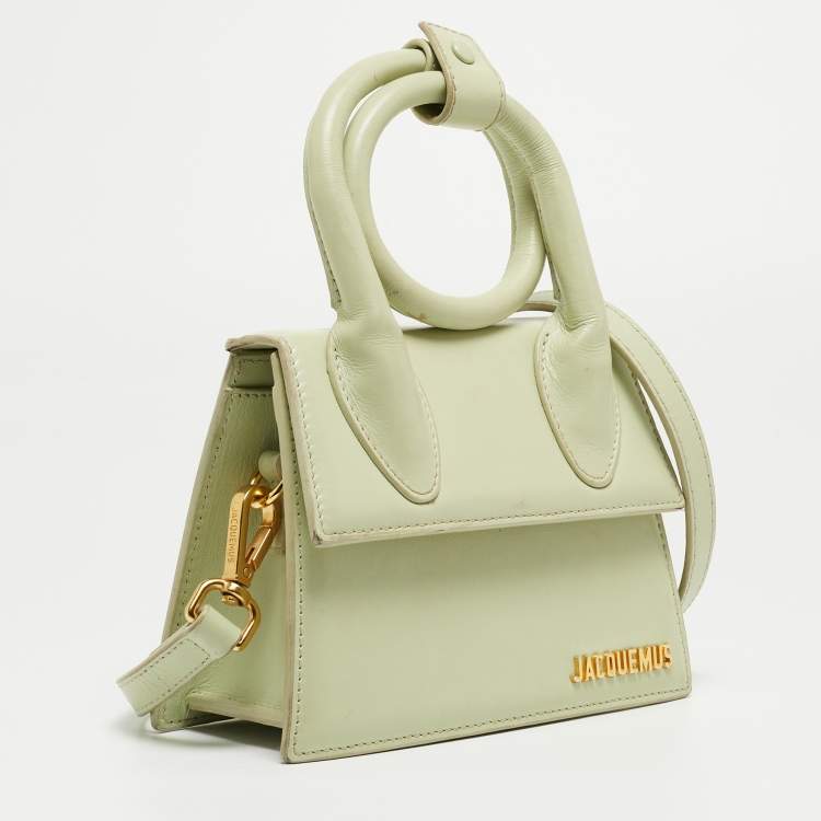 Pre Owned Jacquemus Green Leather Le Chiquito Noeud Top Handle Bag