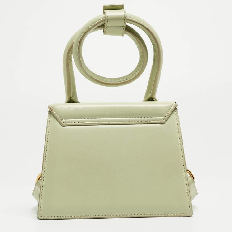 Pre Owned Jacquemus Green Leather Le Chiquito Noeud Top Handle Bag