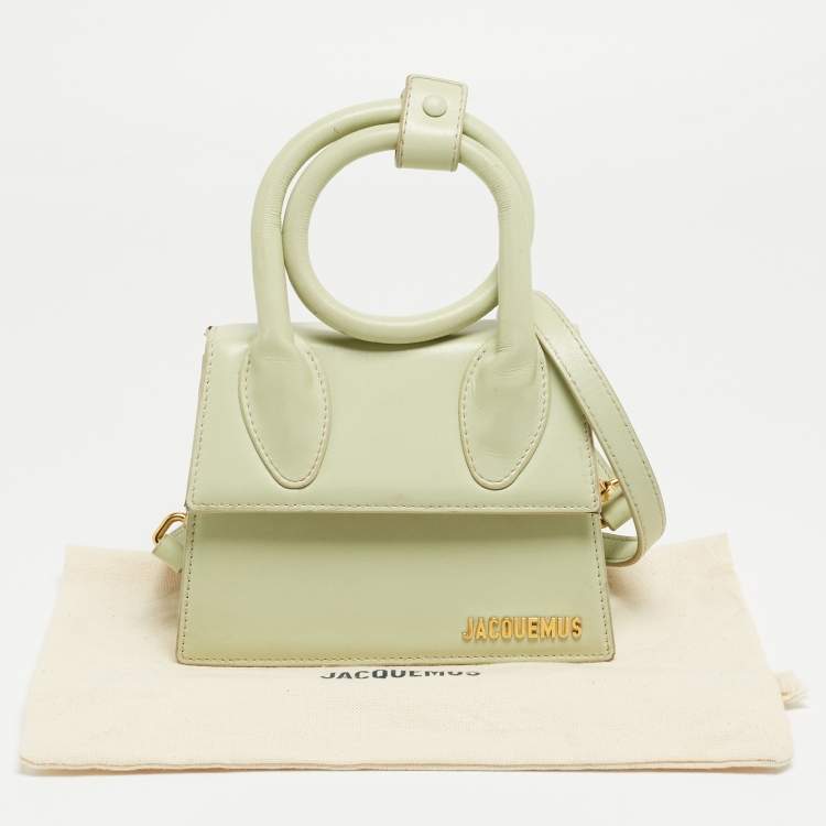 Pre Owned Jacquemus Green Leather Le Chiquito Noeud Top Handle Bag