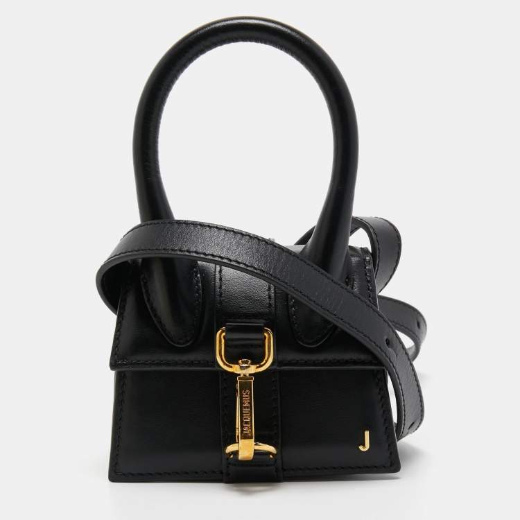 Pre Owned Jacquemus Black Leather Mini Le Chiquito Montagne Bag