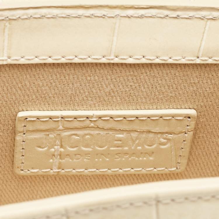 Pre Owned Jacquemus Cream Croc Embossed Leather Le Chiquito Mini Bag