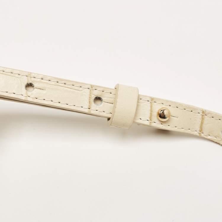 Pre Owned Jacquemus Cream Croc Embossed Leather Le Chiquito Mini Bag