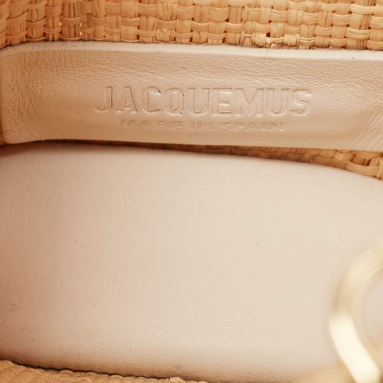 Pre Owned Jacquemus Off White/Natural Straw and Leather Let Petite Baci Tote