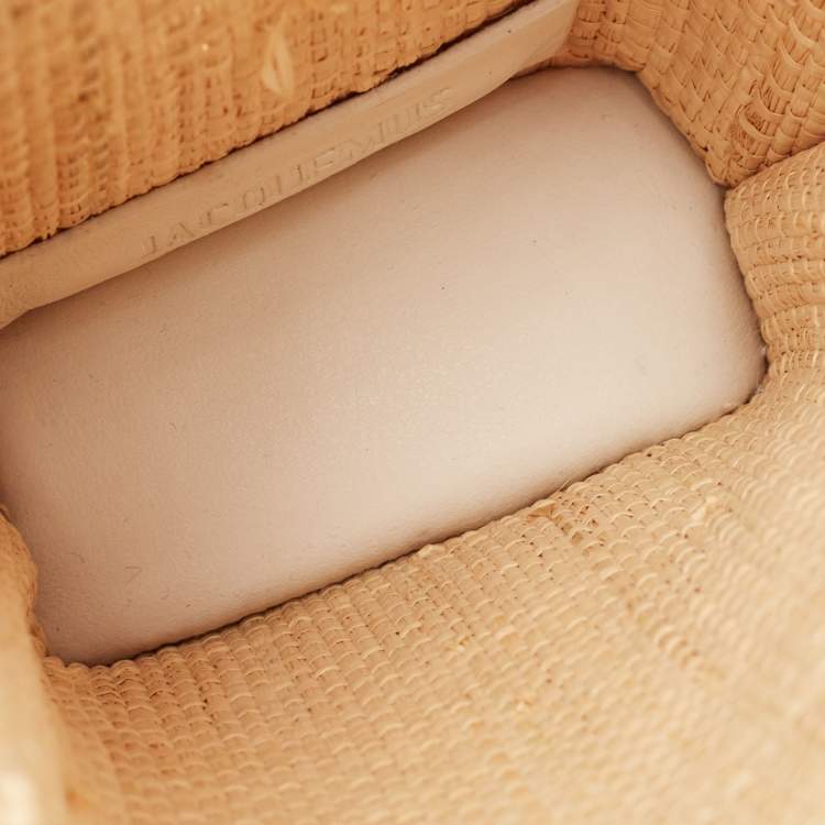 Pre Owned Jacquemus Off White/Natural Straw and Leather Let Petite Baci Tote