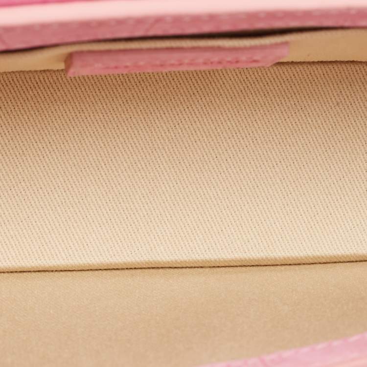 Pre Owned Jacquemus Light Pink Croc Embossed Nubuck Leather Long Le Chiquito Top Handle Bag