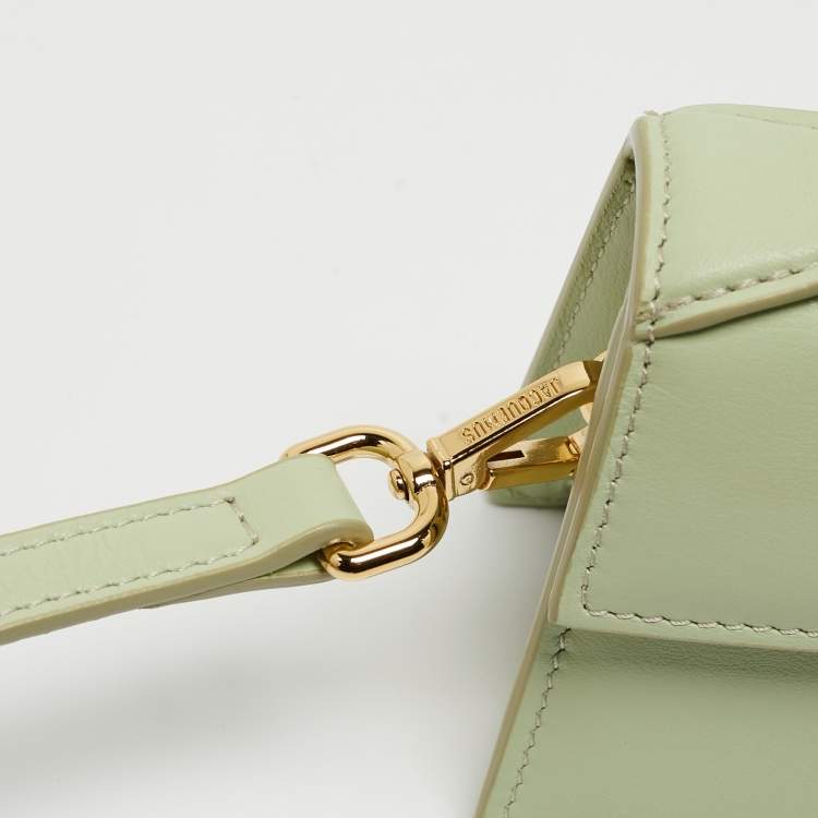 Pre Owned Jacquemus Pale Green Leather Le Bambino Mini Top Handle Bag.