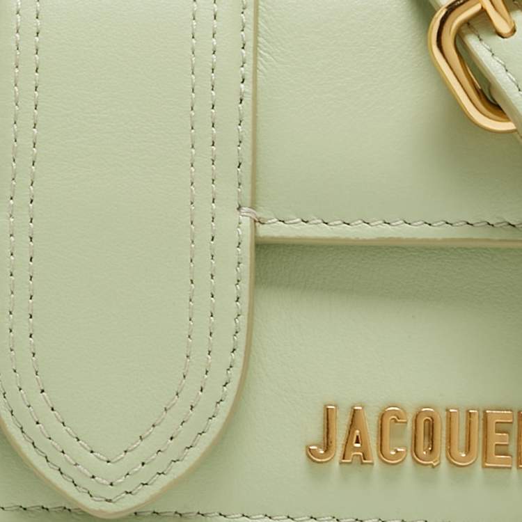 Pre Owned Jacquemus Pale Green Leather Le Bambino Mini Top Handle Bag.