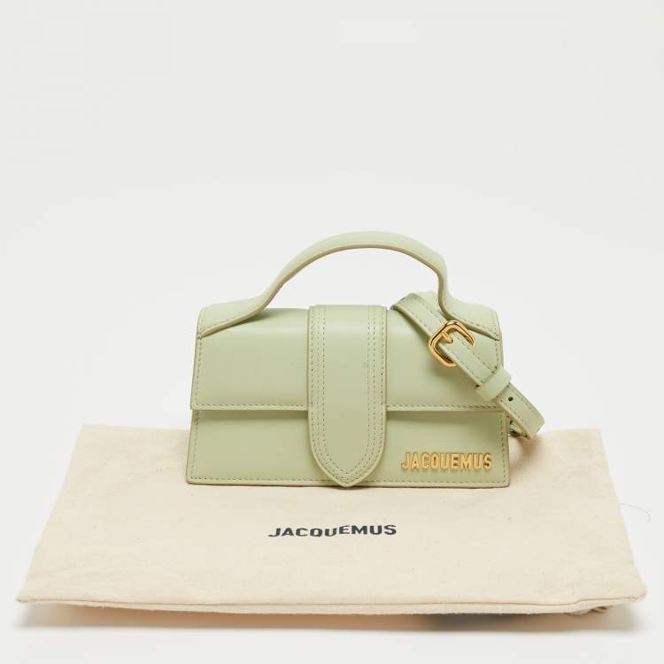 Pre Owned Jacquemus Pale Green Leather Le Bambino Mini Top Handle Bag.