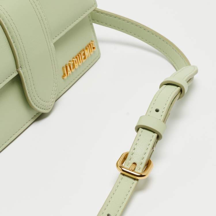 Pre Owned Jacquemus Pale Green Leather Le Bambino Mini Top Handle Bag.