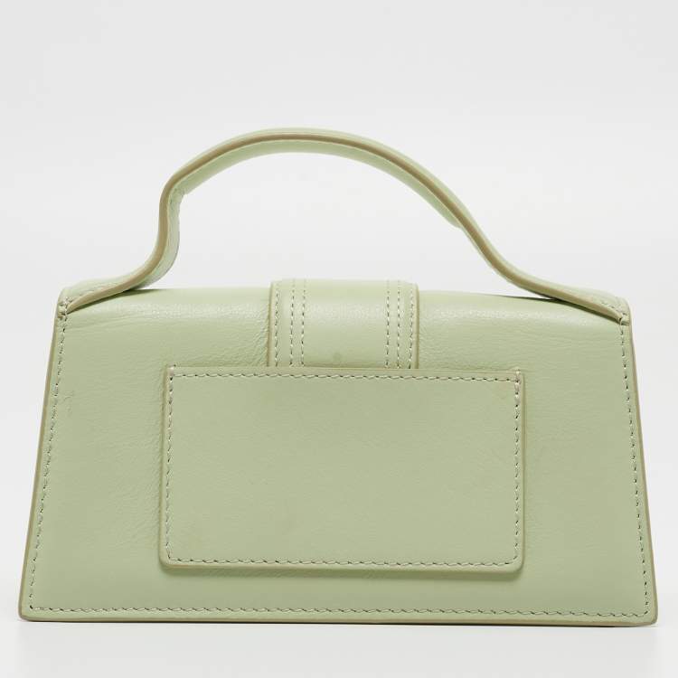 Pre Owned Jacquemus Pale Green Leather Le Bambino Mini Top Handle Bag.