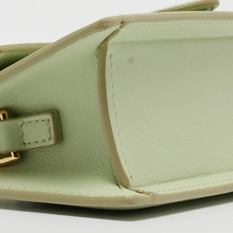 Pre Owned Jacquemus Pale Green Leather Le Bambino Mini Top Handle Bag.