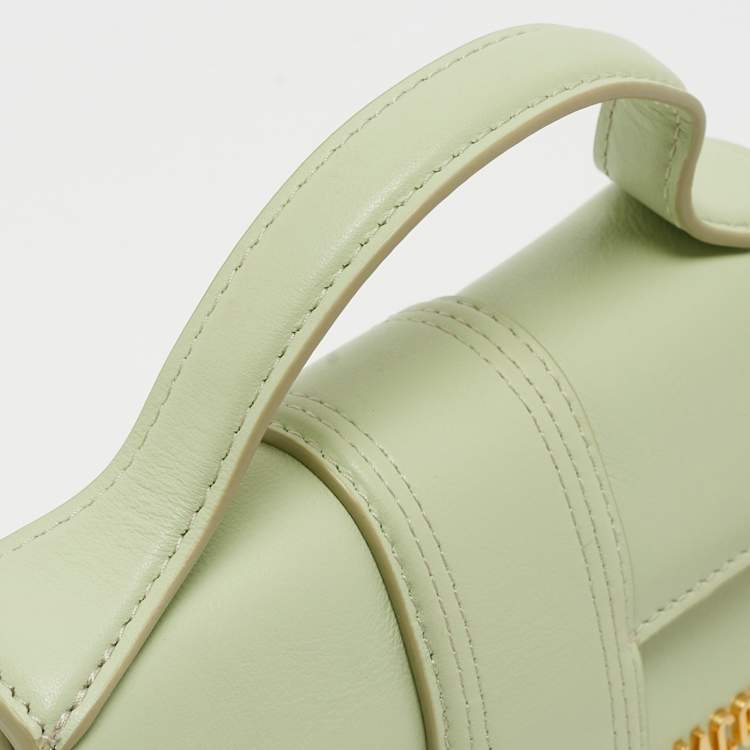 Pre Owned Jacquemus Pale Green Leather Le Bambino Mini Top Handle Bag.