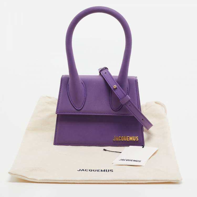 Pre Owned Jacquemus Purple Nubuck Leather Le Chiquito Moyen Top Handle Bag