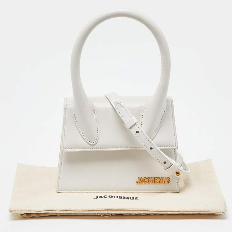 Pre Owned Jacquemus White Leather Le Chiquito Moyen Top Handle Bag