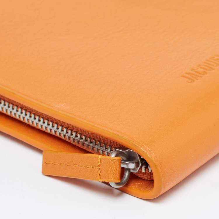 Pre Owned Jacquemus Orange Leather Le Gadju Neck Wallet