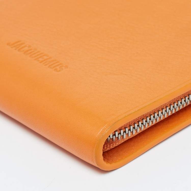 Pre Owned Jacquemus Orange Leather Le Gadju Neck Wallet