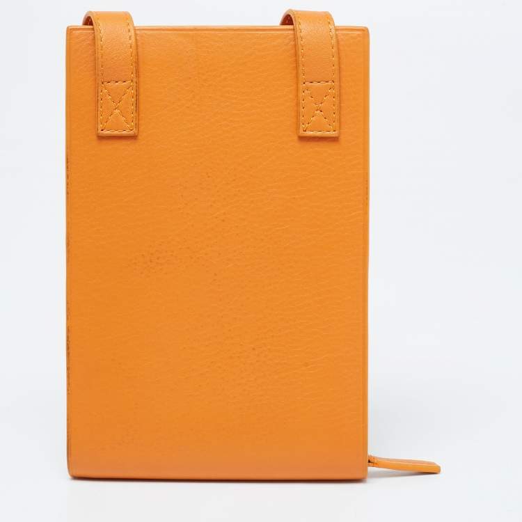 Pre Owned Jacquemus Orange Leather Le Gadju Neck Wallet