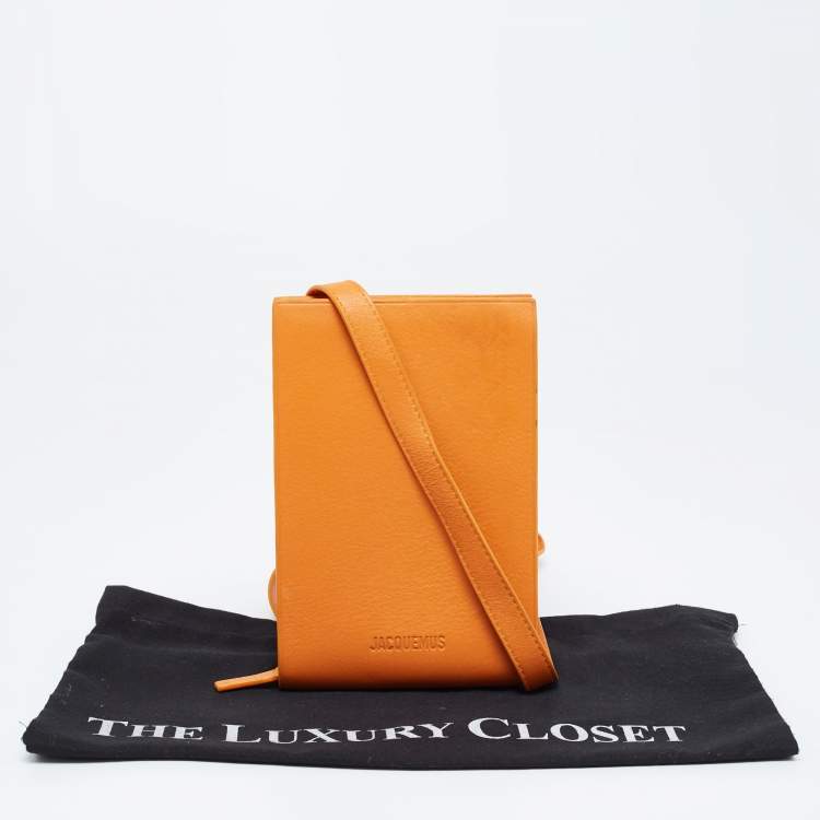 Pre Owned Jacquemus Orange Leather Le Gadju Neck Wallet