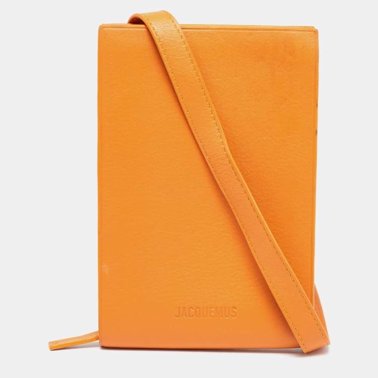 Pre Owned Jacquemus Orange Leather Le Gadju Neck Wallet