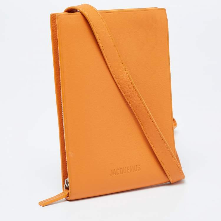 Pre Owned Jacquemus Orange Leather Le Gadju Neck Wallet