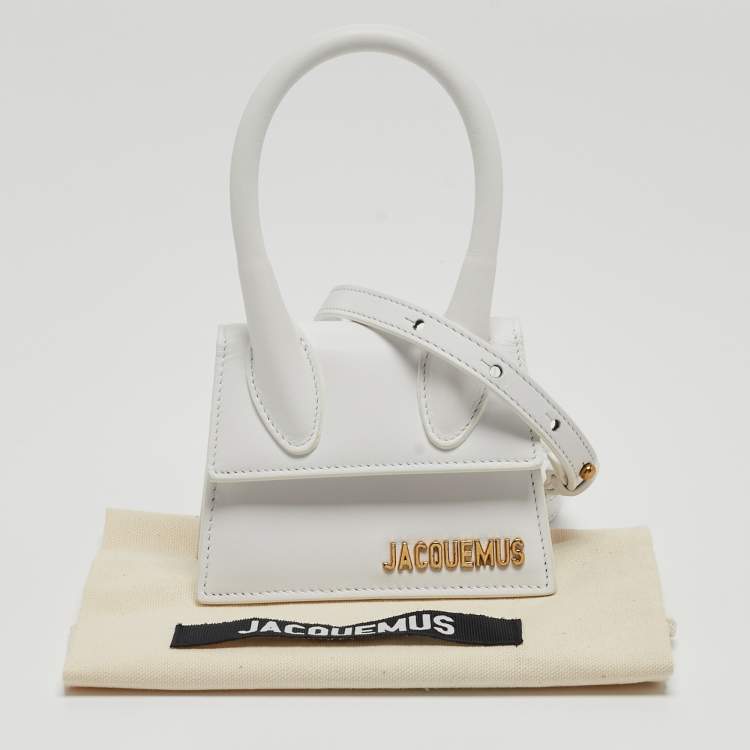 Pre Owned Jacquemus White Leather Mini Le Chiquito Top Handle Bag