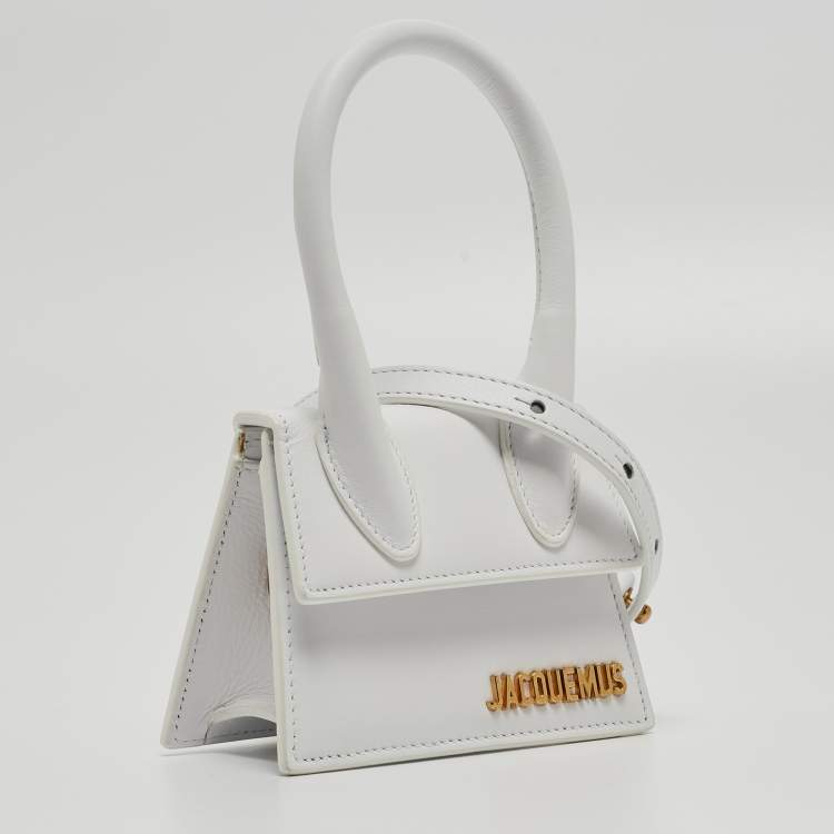 Pre Owned Jacquemus White Leather Mini Le Chiquito Top Handle Bag