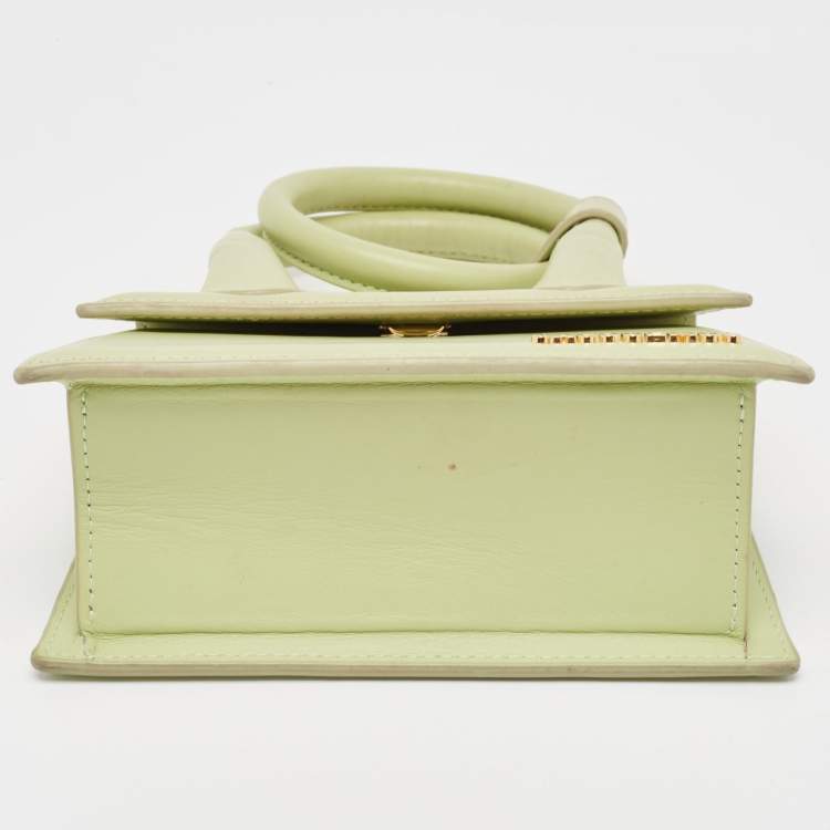 Pre Owned Jacquemus Green Leather Le Chiquito Noeud Top Handle Bag