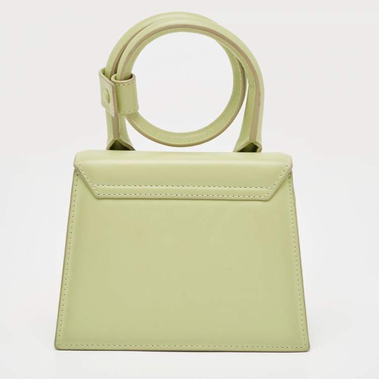 Pre Owned Jacquemus Green Leather Le Chiquito Noeud Top Handle Bag