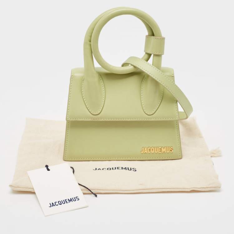 Pre Owned Jacquemus Green Leather Le Chiquito Noeud Top Handle Bag