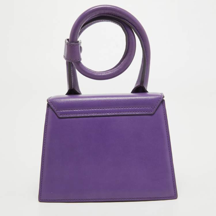 مملوكة مسبقًا Jacquemus Purple Leather Le Chiquito Noeud Top Handle Bag