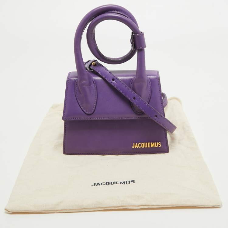 مملوكة مسبقًا Jacquemus Purple Leather Le Chiquito Noeud Top Handle Bag