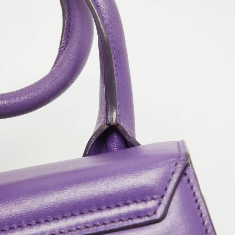 مملوكة مسبقًا Jacquemus Purple Leather Le Chiquito Noeud Top Handle Bag