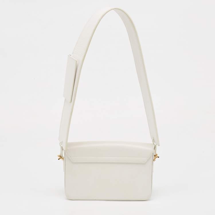 Pre Owned Jacquemus White Leather Le Carinu Logo Shoulder Bag