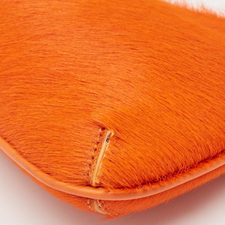 Pre Owned Jacquemus Orange Calf Hair and Leather Le Bisou Baguette Bag