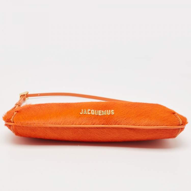 Pre Owned Jacquemus Orange Calf Hair and Leather Le Bisou Baguette Bag