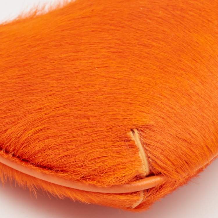 Pre Owned Jacquemus Orange Calf Hair and Leather Le Bisou Baguette Bag