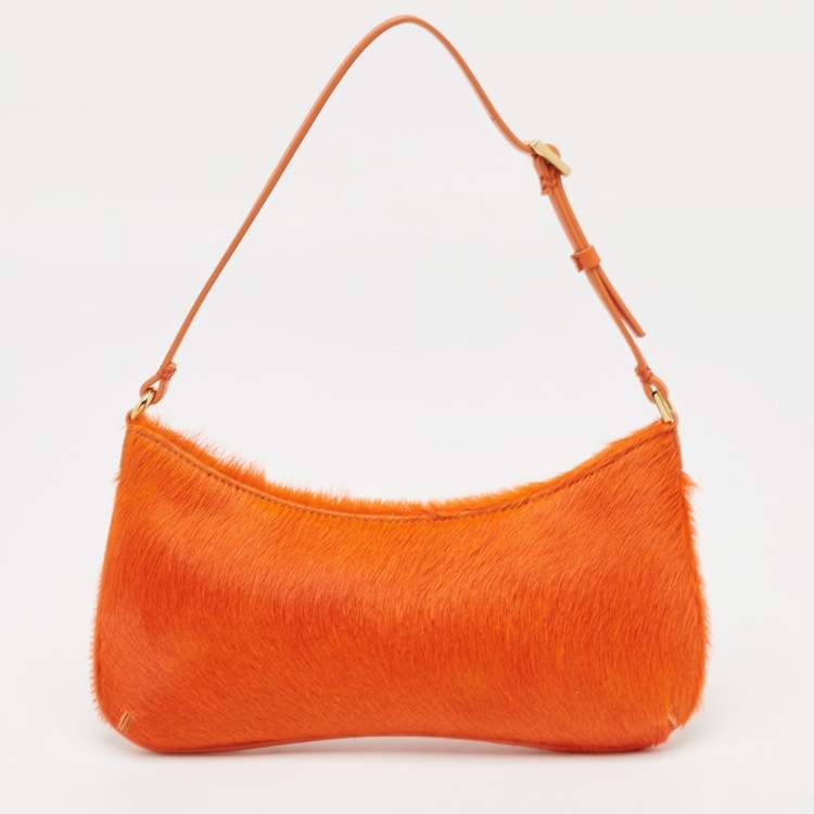 Pre Owned Jacquemus Orange Calf Hair and Leather Le Bisou Baguette Bag